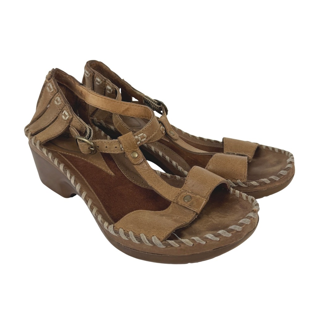 Ariat Shalimar Women's Brown Leather T Strap Wedge Open Toe Sandals Size 6B